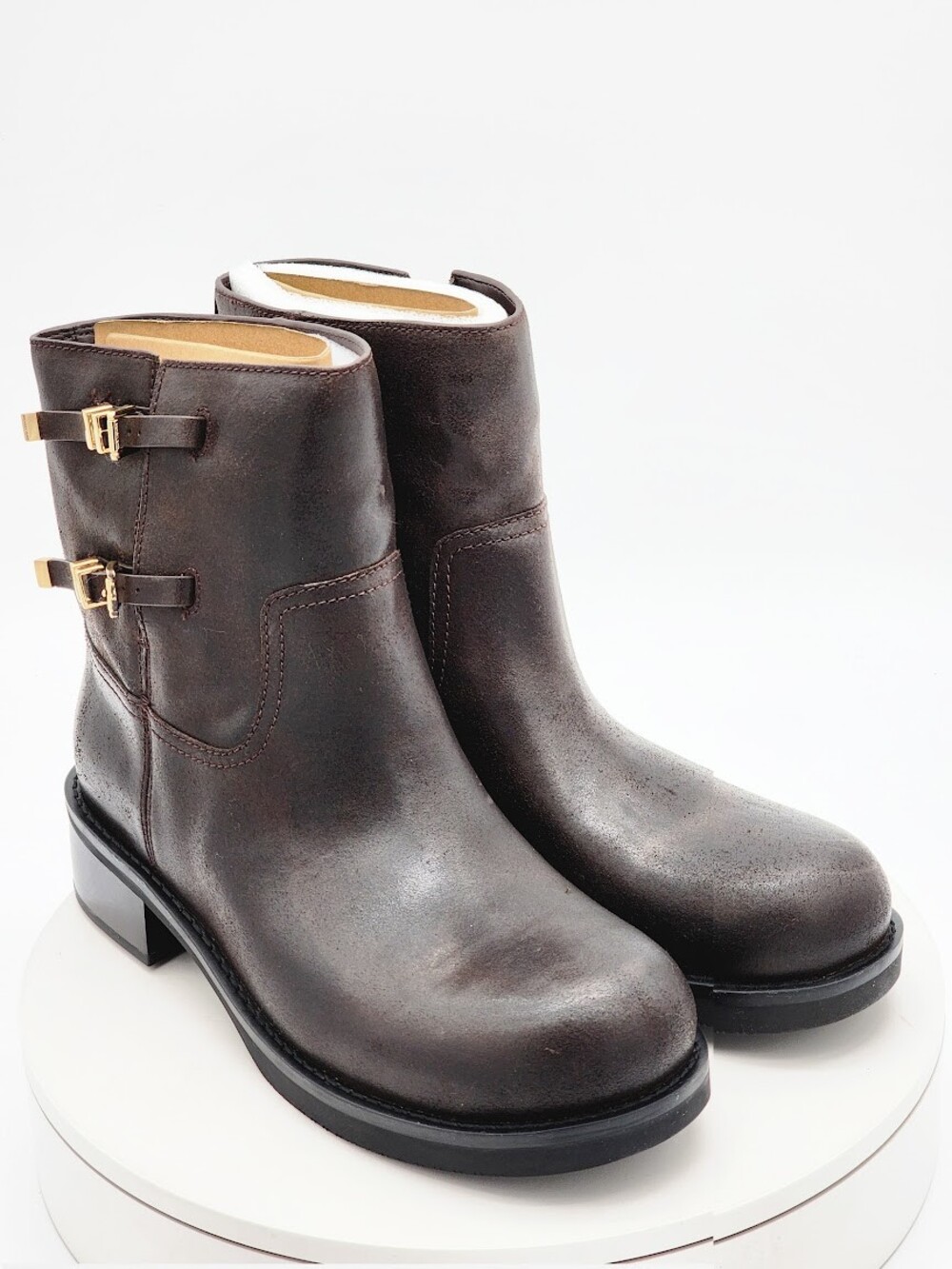 Michael Michael Kors Darrington Chocolate Leather Moto Boots Women’s 10M